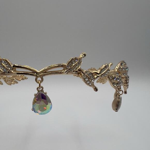 Gold Elf Fairy Tiara with Iridescent Gem & 4 Elf Ears Halloween Cosplay Princess - Picture 5 of 12